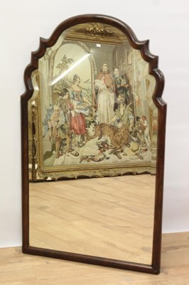 Lot 1411 - Queen Anne style walnut wall mirror, with arched bevelled plate in cushion frame, 97 x 60cm