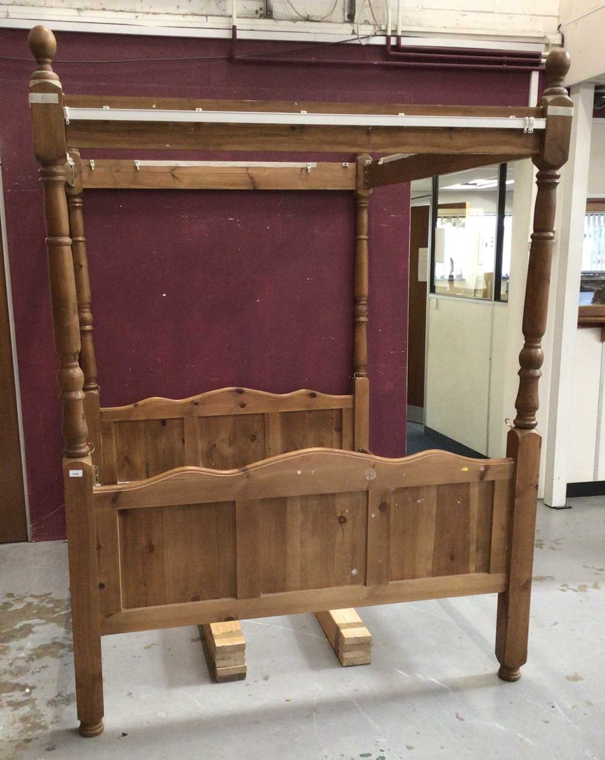 Lot 1355 - Victorian style pine four poster bed