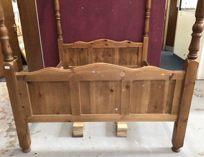 Lot 1355 - Victorian style pine four poster bed