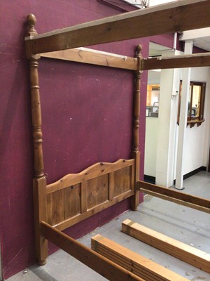 Lot 1355 - Victorian style pine four poster bed