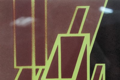 Lot 1177 - Ron Sims (1944-2014) enamel stencil print, Brown Pavement Dog and Foot, signed 1/1 glazed frame, 43cm x 23cm