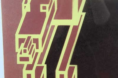 Lot 1177 - Ron Sims (1944-2014) enamel stencil print, Brown Pavement Dog and Foot, signed 1/1 glazed frame, 43cm x 23cm