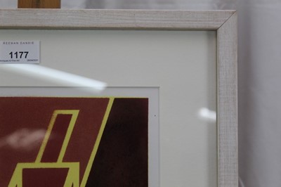 Lot 1177 - Ron Sims (1944-2014) enamel stencil print, Brown Pavement Dog and Foot, signed 1/1 glazed frame, 43cm x 23cm