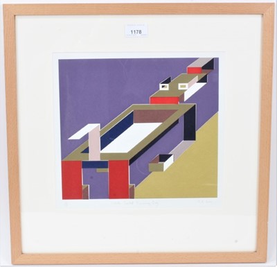 Lot 1178 - Ron Sims (1944-2014) silk screen, White Tailed Running Dog, signed 1/15 glazed frame, 25cm x 27cm