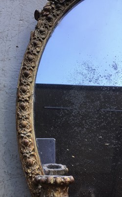 Lot 183 - Victorian giltwood and gesso oval girandole mirror