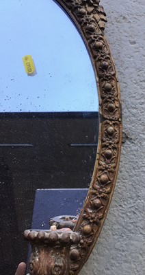 Lot 183 - Victorian giltwood and gesso oval girandole mirror