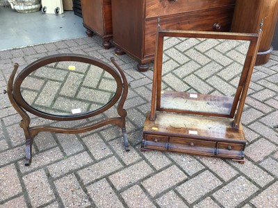 Lot 190 - Georgian toilet mirror with three drawers and an oval toilet mirror