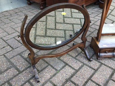 Lot 190 - Georgian toilet mirror with three drawers and an oval toilet mirror