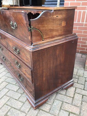 Lot 162 - George III mahogany secretaire chest with fitted  secretaire drawer and three long drawers below