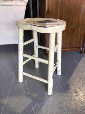 Lot 211 - Edwardian painted beech high stool on turned legs