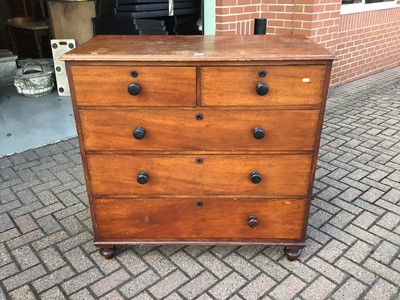 Lot 181 - Victorian mahogany chest of two short and three long graduated drawers with bun handles on turned feet