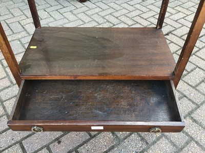 Lot 179 - Georgian style mahogany side table with ledge back and under tier with single drawer on square chamfered legs