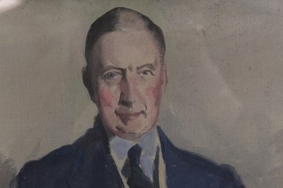 Lot 1187 - *Sir James Gunn (1893-1964) oil sketch on canvas - portrait of a gentleman, Mr Edward Grindley