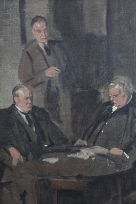 Lot 1191 - *Sir James Gunn (1893-1964) oil on canvas - 'First sketch for Conversation Piece