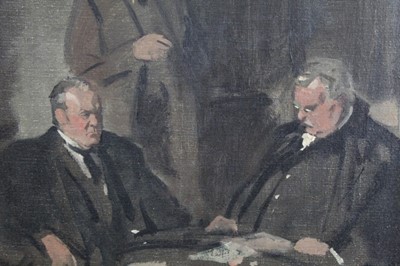 Lot 1191 - *Sir James Gunn (1893-1964) oil on canvas - 'First sketch for Conversation Piece