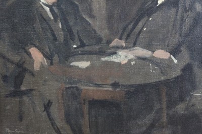 Lot 1191 - *Sir James Gunn (1893-1964) oil on canvas - 'First sketch for Conversation Piece