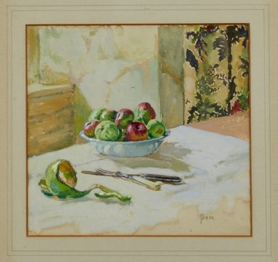 Lot 1198 - *Sylvia Gosse (1881-1968) watercolour and gouache - still life of apples