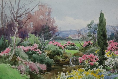 Lot 1217 - Henry John Sylvester Stannard (1870-1951) watercolour - Spring Garden, 24cm x 34cm, in glazed gilt frame