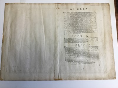 Lot 625 - Abraham Ortelius (1527-1598) - hand coloured engraving- map of The British Isles: 'Angliae, Scotiae, et Hiberniae, Sive Britannicar: Inslarum Descriptio', text verso, not laid down, in a glazed fra...