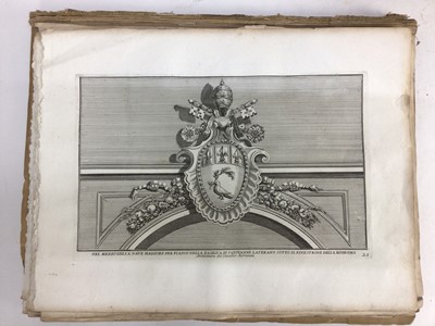 Lot 1829 - Collection of 18th century Italian black and white engravings to include architecture, furniture, carvings and other similar works, some bound