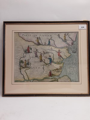 Lot 638 - Michael Drayton (1563-1631) map of Essex and part of Suffolk published by William Hole (circa 1612-1622) depicting the nymphs and goddesses of the rivers and towns, circa 1612. Approximately 25 x 3...