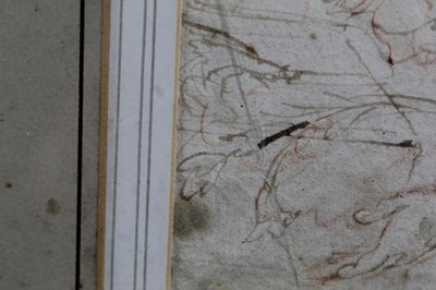 Lot 1322 - Old Master type sepia pen and ink study of a monk and cherub in glazed gilt frame. The image 18.5 x 13.5cm