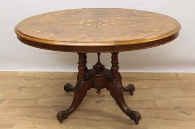 Lot 1343 - Victorian walnut inlaid loo table