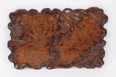 Lot 894 - Late 19th / early 20th century Chinese carved hardwood tray