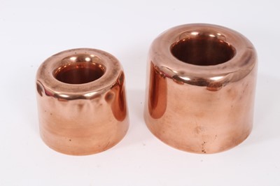 Lot 694 - Four antique copper jelly moulds