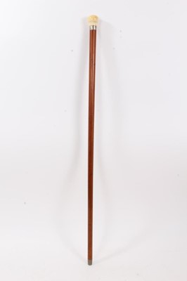 Lot 889 - Victorian Malacca gadget walking stick, with silver collar (London 1884) and hollow threaded Ivory knop handle, containing a set of dice and a separate set of miniature dominoes