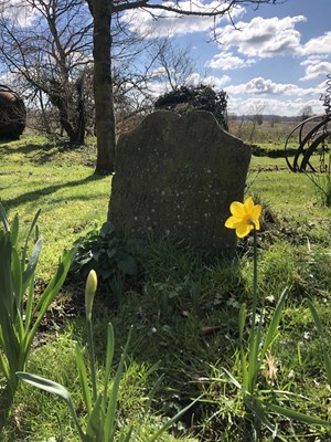 Lot 1855 - 18th century carved gravestone, inscription now faint, 54cm wide