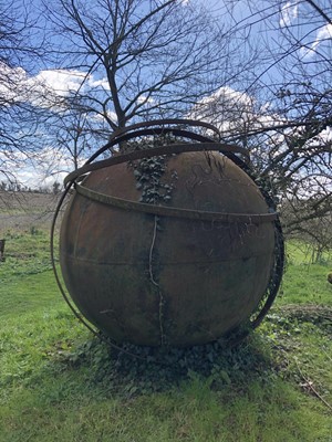 Lot 1856 - Massive Second War War period floating iron ball sea defence, 155cm high