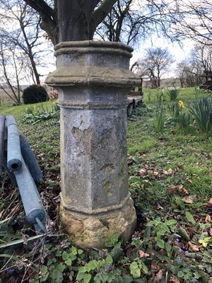 Lot 1861 - Victorian octagonal chimney pot, 90cm high, together with a terracotta amphora vase (2)