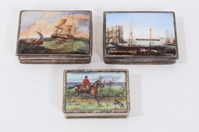 Lot 698 - Edwardian style enamelled silver box and two others