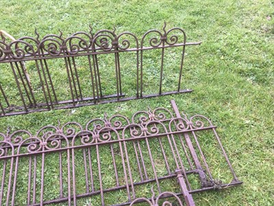 Lot 1874 - Six sections of Victorian wrought iron border of arched design, approximately 720cm in length overall