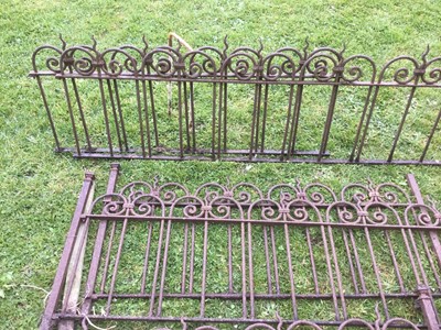 Lot 1874 - Six sections of Victorian wrought iron border of arched design, approximately 720cm in length overall