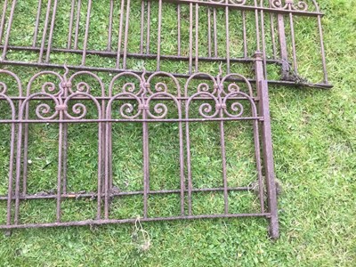 Lot 1874 - Six sections of Victorian wrought iron border of arched design, approximately 720cm in length overall