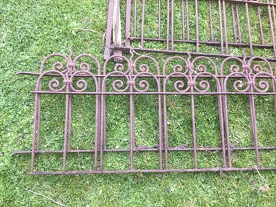 Lot 1874 - Six sections of Victorian wrought iron border of arched design, approximately 720cm in length overall