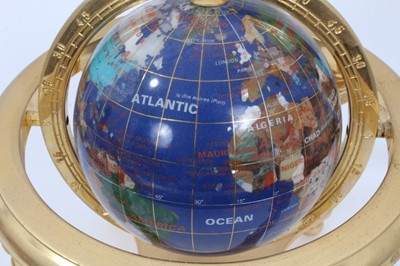 Lot 578 - Modern hardstone inlaid globe on stand