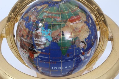 Lot 578 - Modern hardstone inlaid globe on stand