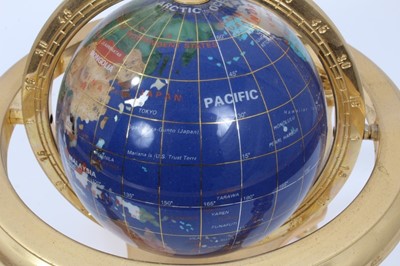Lot 578 - Modern hardstone inlaid globe on stand