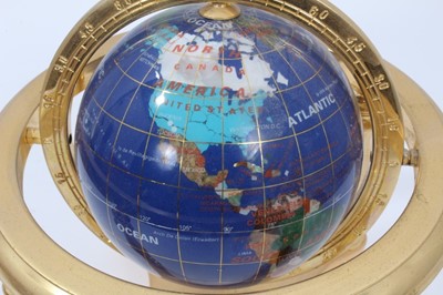 Lot 578 - Modern hardstone inlaid globe on stand