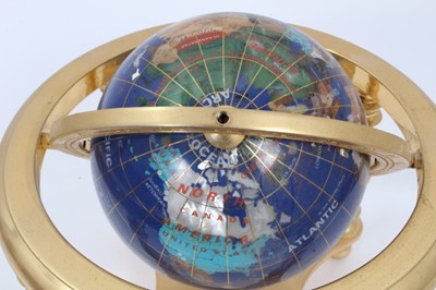 Lot 578 - Modern hardstone inlaid globe on stand