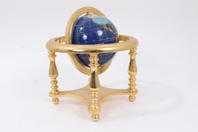 Lot 578 - Modern hardstone inlaid globe on stand