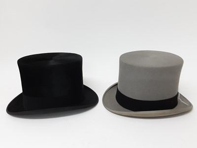 Lot 992 - Black top hat by A. J. White Ltd and grey top hat by Herbert Johnson