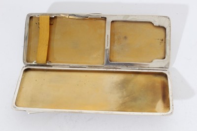 Lot 427 - George V silver cigarette case of curved rectangular form with engine turned decoration and engraved presentation inscription to interior '1st Batt. Suff. Vol. Regt. Battalion Shooting Prize Won by...