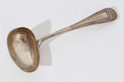 Lot 432 - William IV silver fiddle pattern caddy spoon (London 1831) together with three other silver caddy spoons and ladles (various dates and makers), all at approximately 4oz (4)