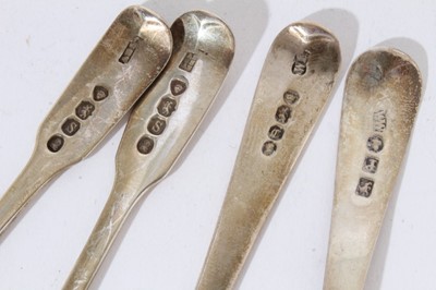 Lot 433 - William IV silver salt / mustard spoon (London 1833), together with seven other silver salt spoons (various dates and makers), all at approximately 4oz