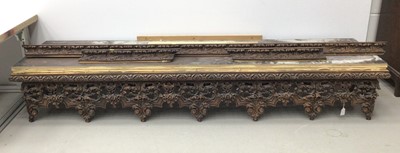 Lot 172 - Contemporary shaped headboard together with a carved pelmet and drapes