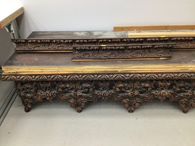 Lot 172 - Contemporary shaped headboard together with a carved pelmet and drapes